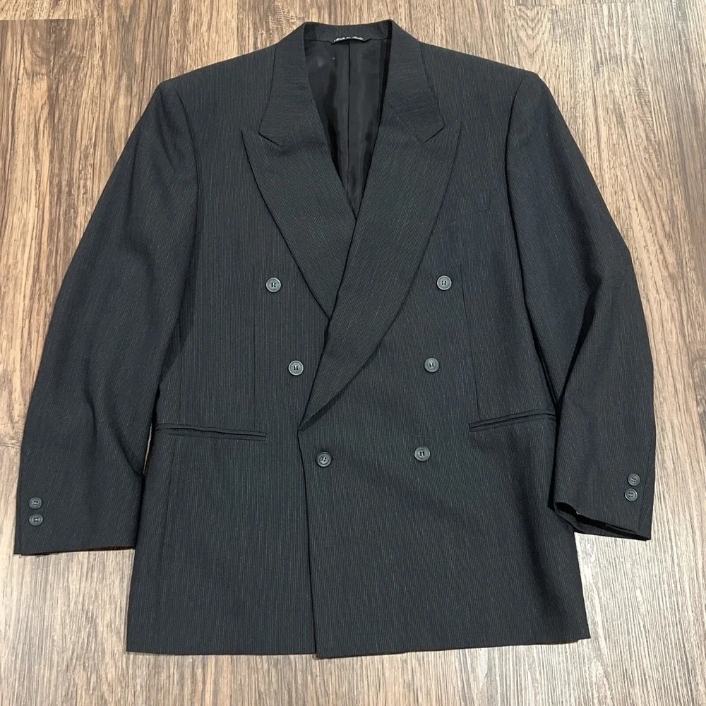 Canali Proposta Blazer Coat Mens  EU 52R Houndstooth Navy Wool